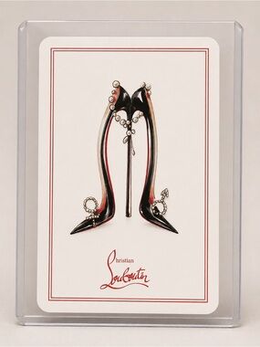 Christian Louboutin Black with Red-Trim Stiletto 5 Spade Playing Card